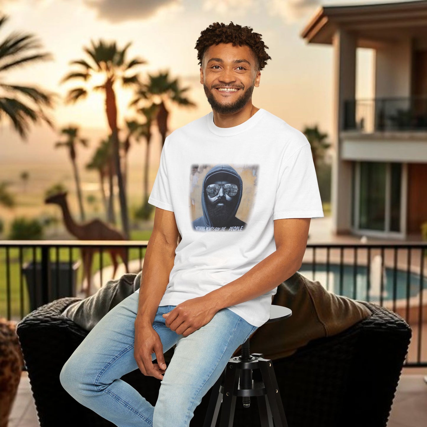 Wing Man Winning Money for The People, Urban Graphic T-shirt, Unisex Garment-Dyed Tee, Streetwear Style, Casual Summer Wear