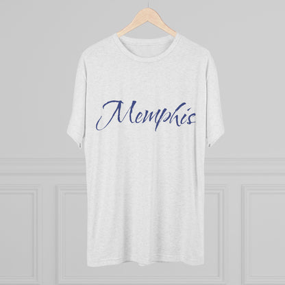 Memphis Script Tee — City Name Graphic T-Shirt, Tri-Blend Ultra Comfort, Perfect for a Night out or Gameday.
