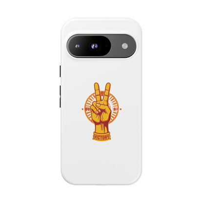 Victory Themed Stylish Phone Case - Tough Cases with Peace Sign Design, Customizable Phone Covers, Gift for Tojan Fans, Trendy Accessories