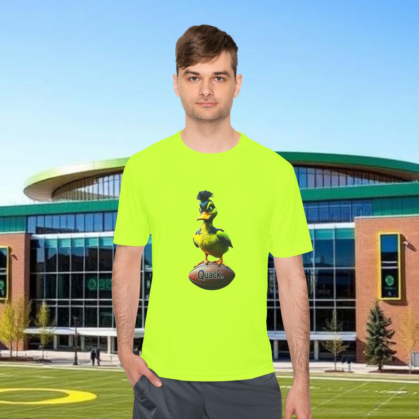 Football Fan Tee, Quack Graphic Shirt, Sportswear for Tailgating, Unisex Moisture-Wicking Sport Top, Perfect Gift for Game Day