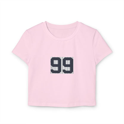 Baseball Stars 99 Graphic Women's Baby Tee, Cute Casual Top, Trendy Crop Tee, Summer T-Shirt, Gift for Her, Unique Party Wear