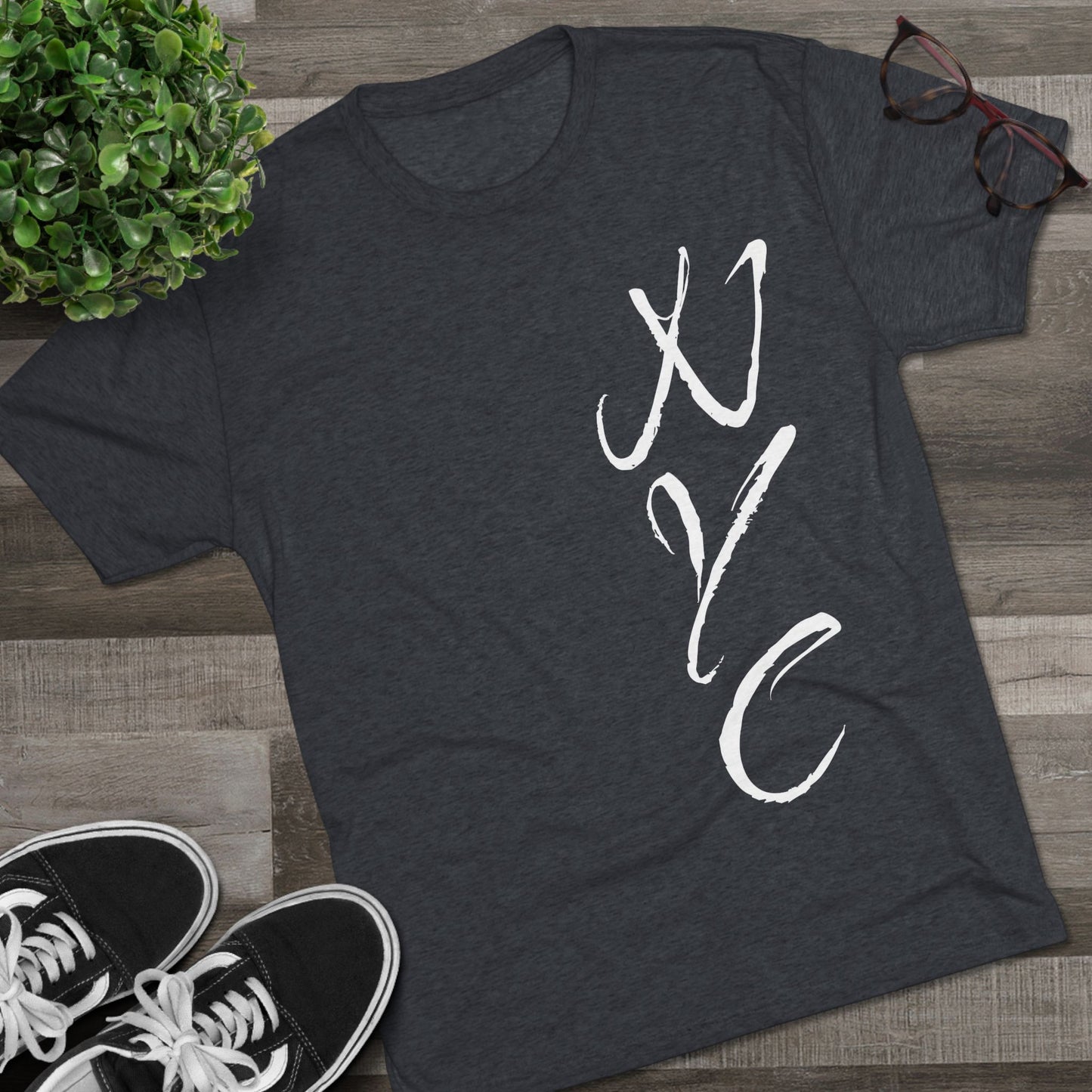 NYC Script Tee — 'REP' Skyline Back Graphic, Tri-Blend Soft T-Shirt
