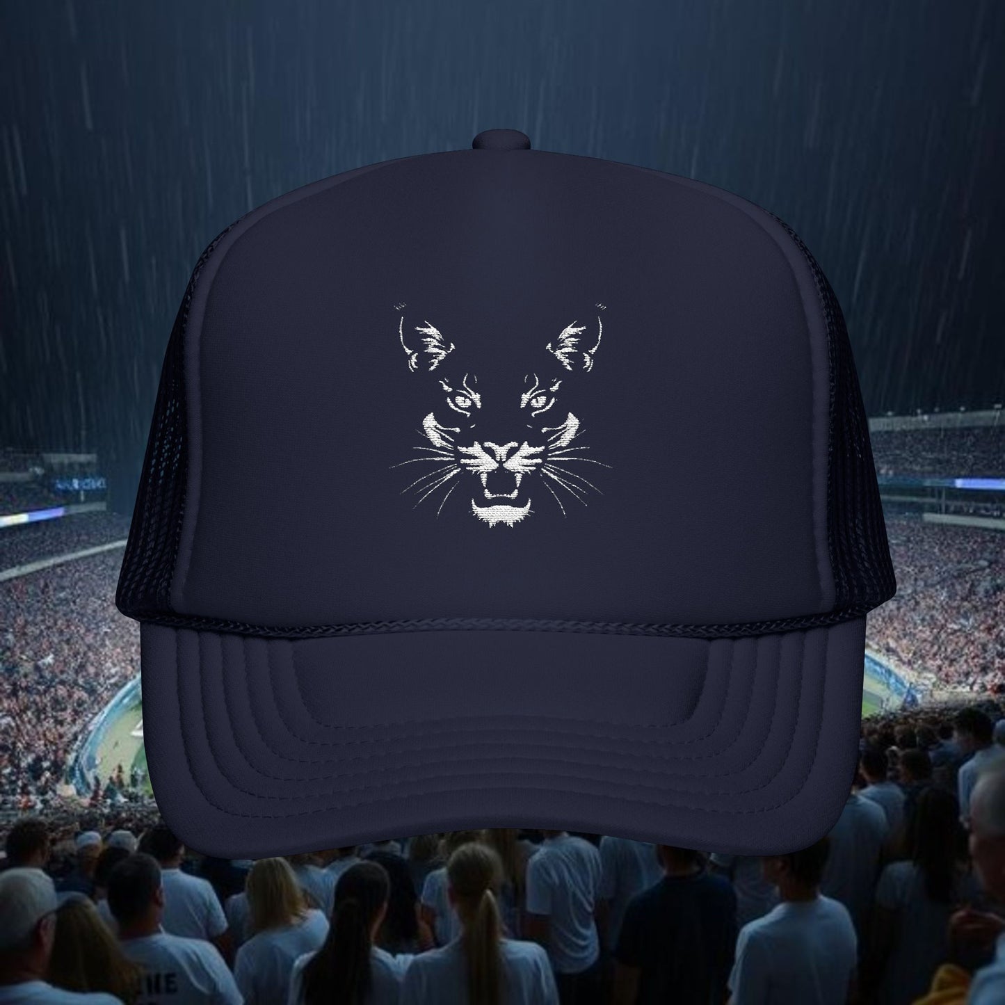 Fierce Foam Trucker Hat - Embroidered Cat Emblem, Casual Cap, Outdoor Hat, Gift for Sports Lovers, Trendy Headwear