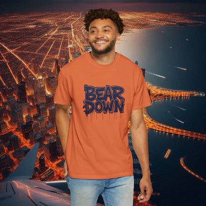 Vibrant Bear Down Unisex T-Shirt | Trendy Graphic Tee, Casual Wear, Gift for Sports Fans, Summer Style.