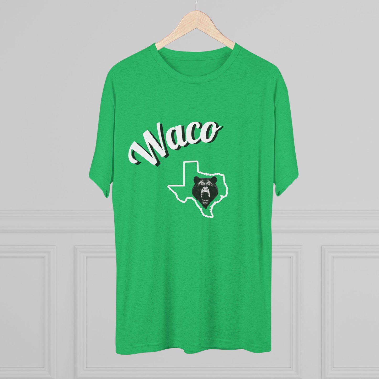 Waco Texas Uutline Tee — Waco Script City Pride T-Shirt, Bear Logo, Tri-Blend Soft-Style T-Shirt