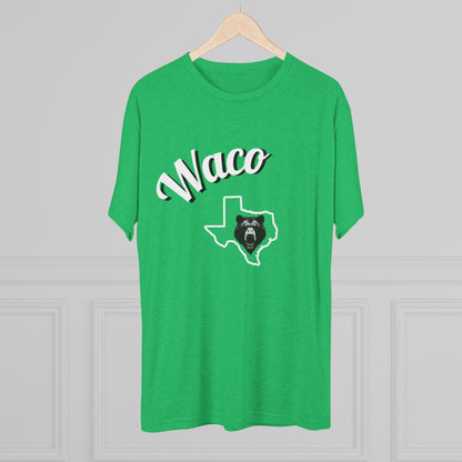 Waco Texas Uutline Tee — Waco Script City Pride T-Shirt, Bear Logo, Tri-Blend Soft-Style T-Shirt
