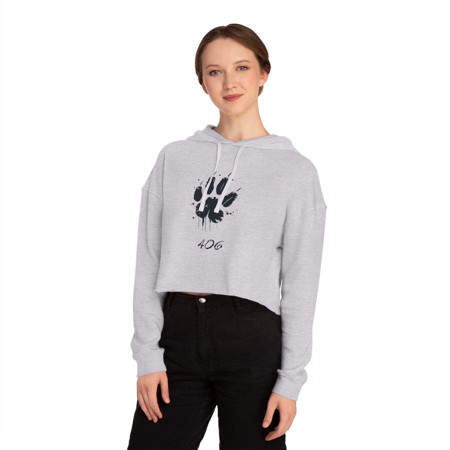 Bobcat Paw Print Cropped Hoodie, Tailgate Sweatshirt, College Football Game Day Top, Women's Hooded Sweater, Bobcat Lover Gift, Animal Print