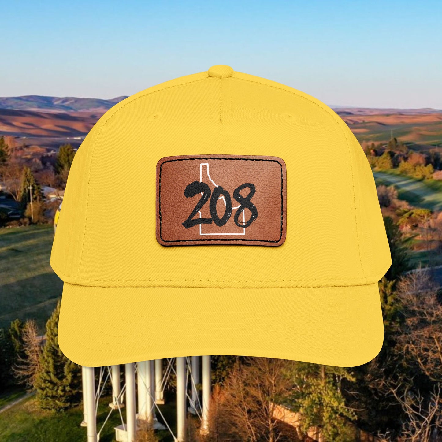 208 Idaho Leather Patch Baseball Cap — State Outline Patch Hat