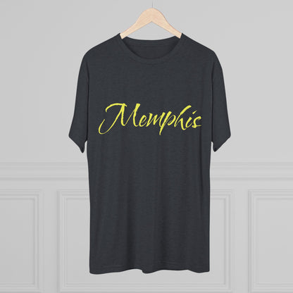 Memphis Script Tee — City Name Graphic T-Shirt, Tri-Blend Ultra Comfort, Perfect for a Night out or Gameday.