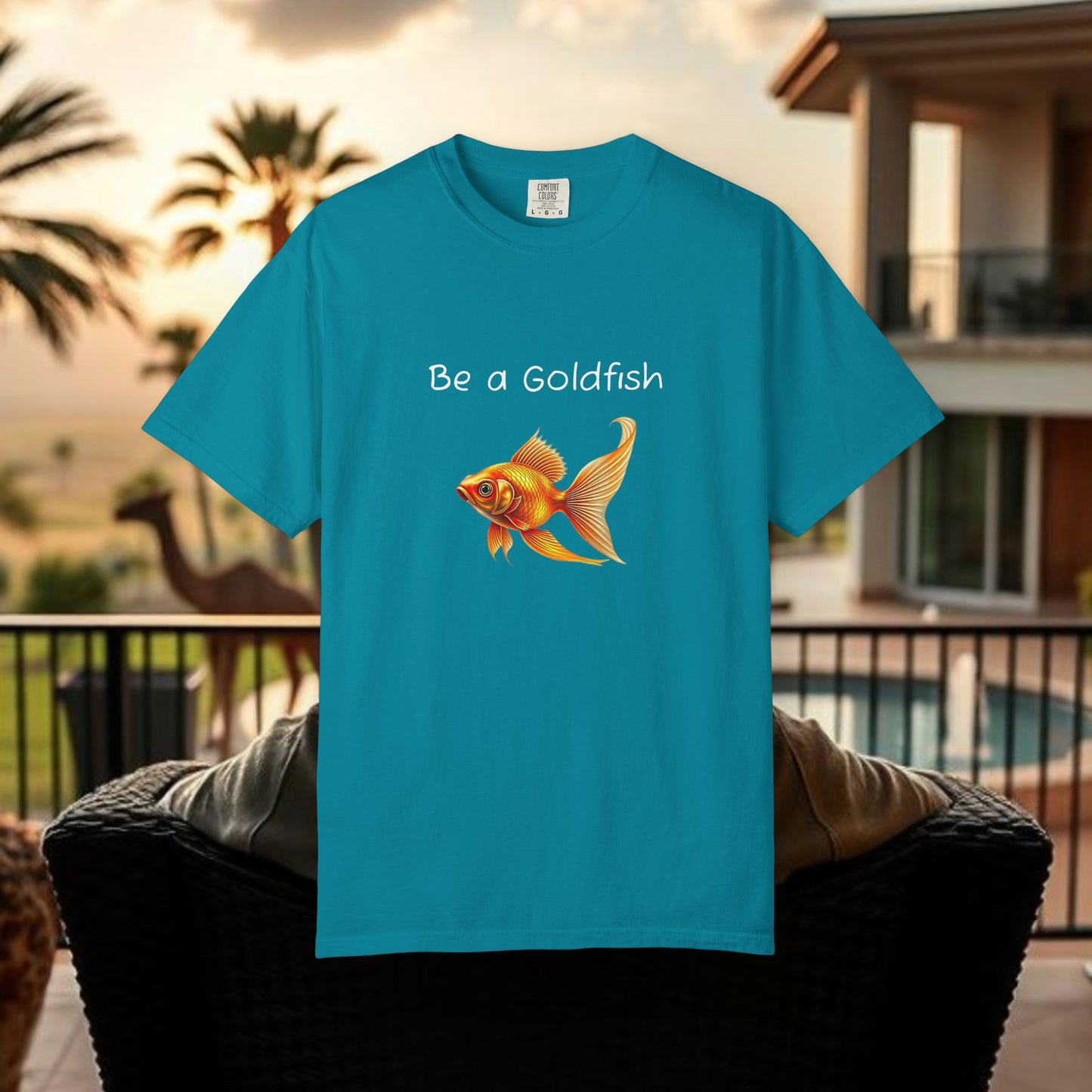 Be a Goldfish T-Shirt, Unisex Garment-Dyed Tee, Movie Reference Shirt, Casual Summer Shirt, Fun Gift for Athletes, Relaxed Fit Top