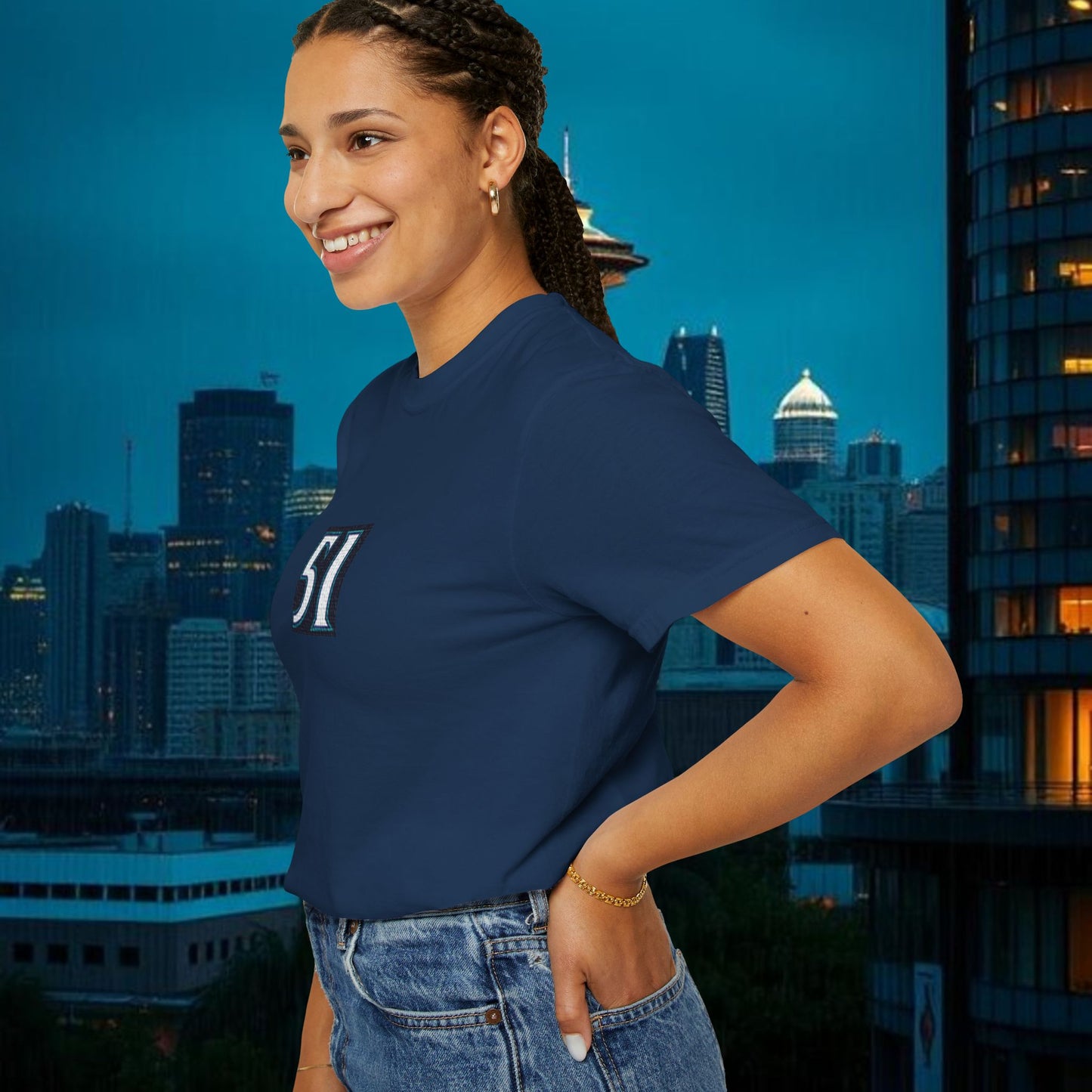 #51 Retro Unisex Garment-Dyed T-shirt with Minimalist 51 Design, Casual Wear, Seattle Fans, Birthday, Everyday Comfort