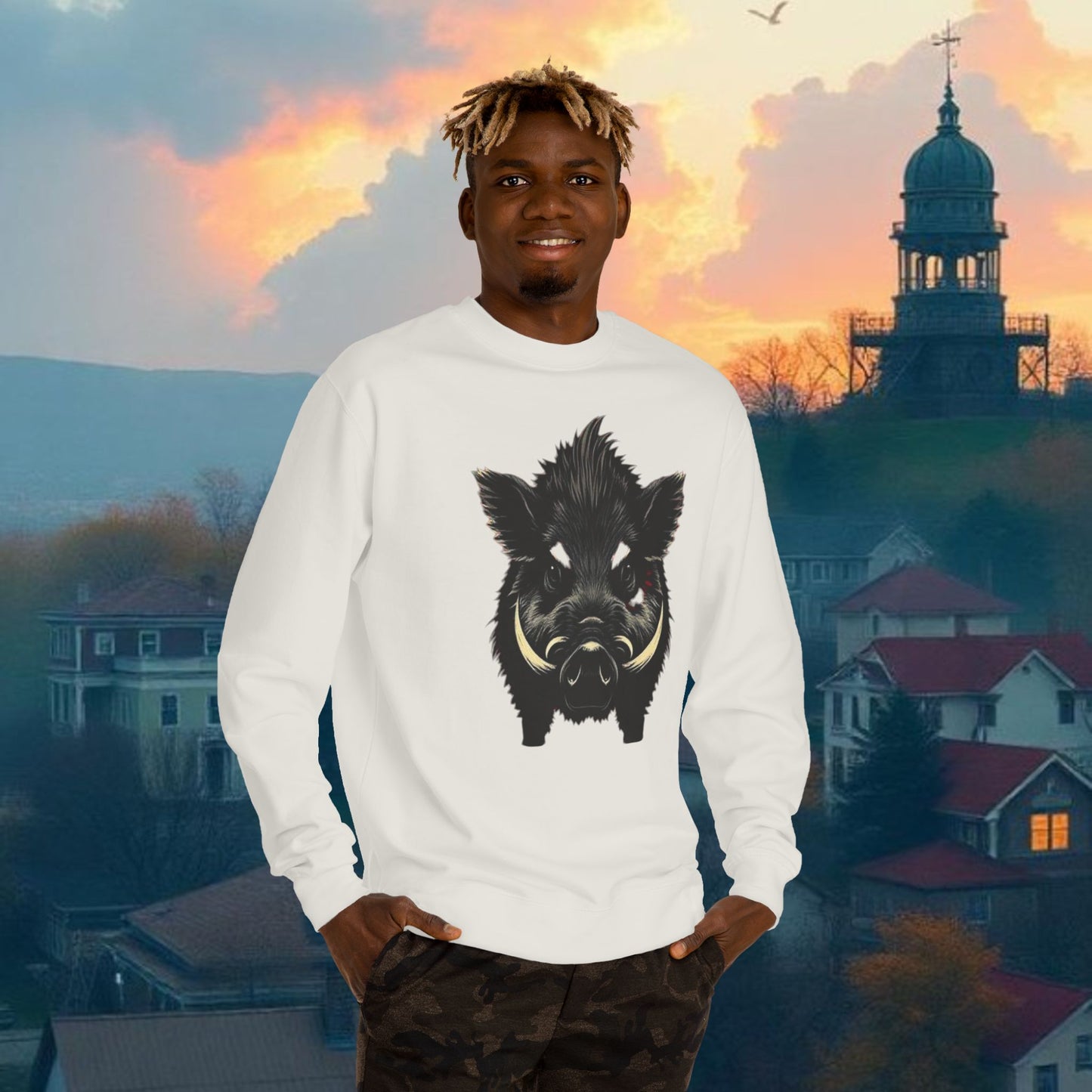 Wild Boar Unisex Crew Neck Sweatshirt, Game Day Apparel, Sports Fan Sweatshirt, Casual Comfort, College Spirit Wear, Trendy Fashion