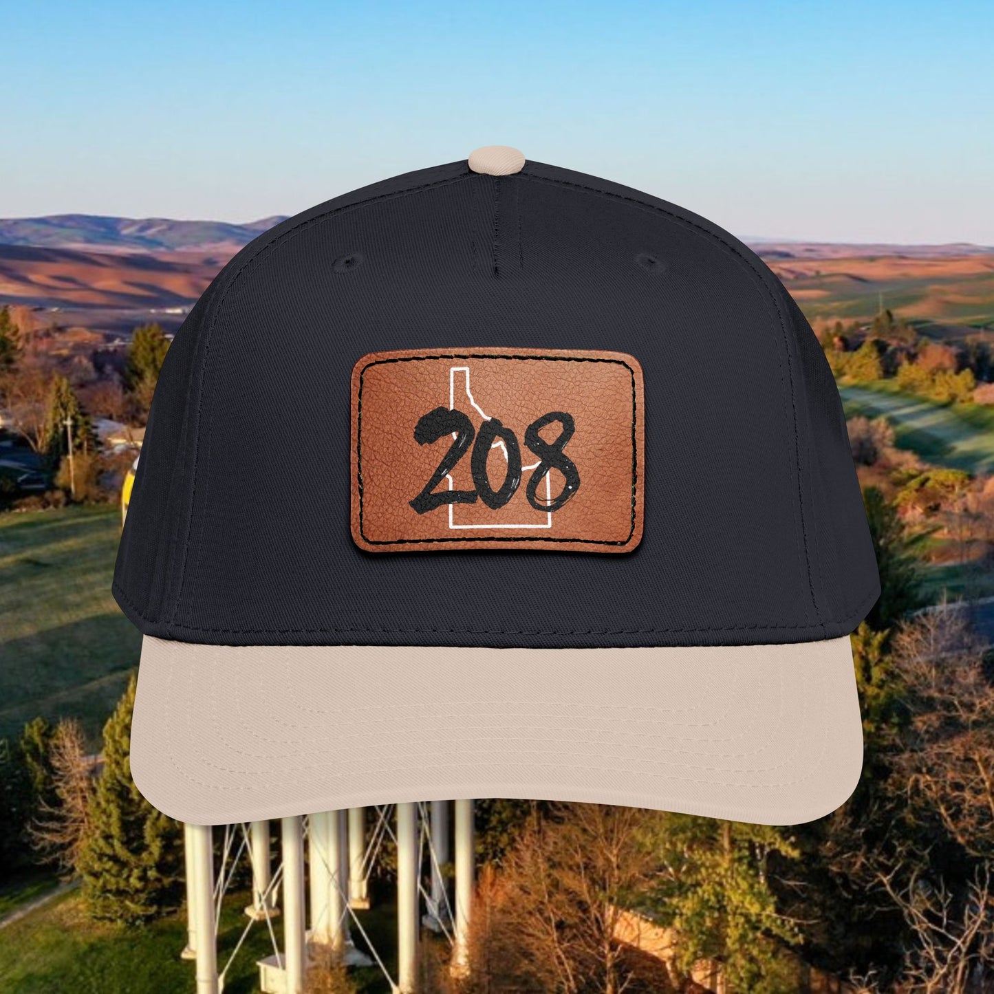 208 Idaho Leather Patch Baseball Cap — State Outline Patch Hat
