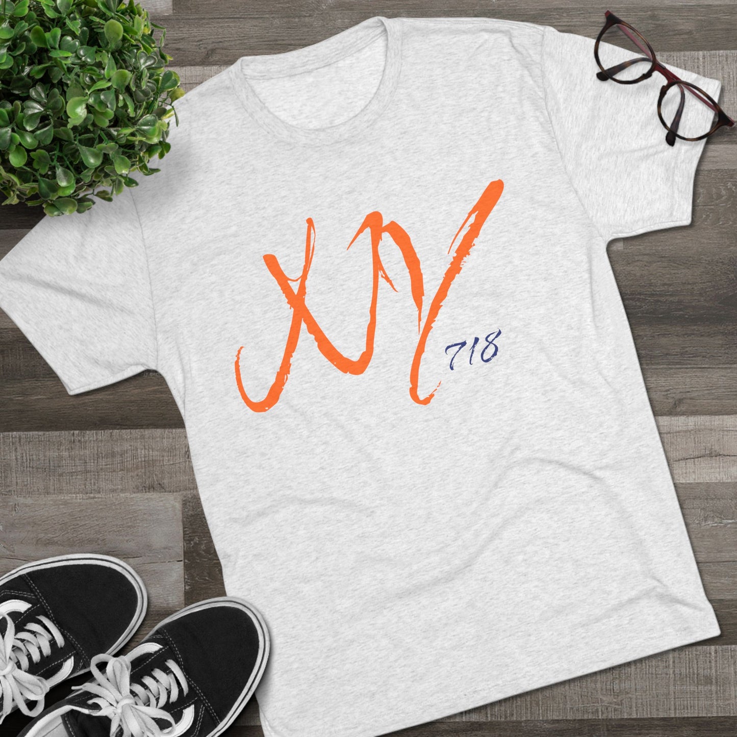 NYC Retro Graphic Tee — 'NY' Repeat & XV 718 Script City T‑Shirt