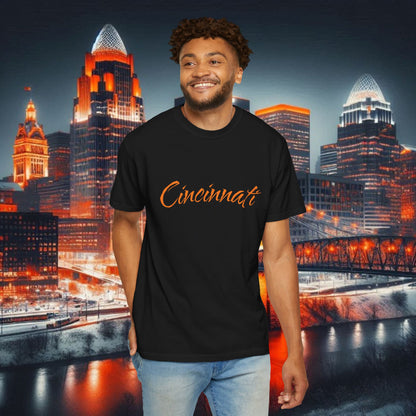 Cincinnati Script T-Shirt — Retro City Name Tee, Tri-Blend, Ultra Comfort, Perfect for Gameday
