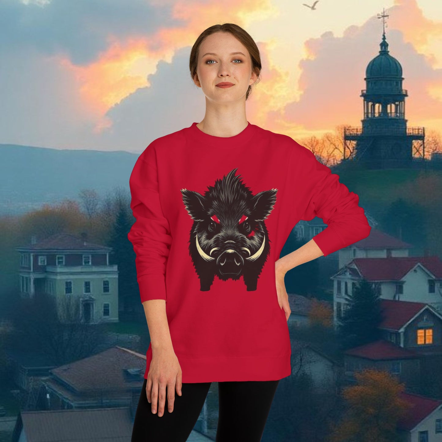 Wild Boar Unisex Crew Neck Sweatshirt, Game Day Apparel, Sports Fan Sweatshirt, Casual Comfort, College Spirit Wear, Trendy Fashion