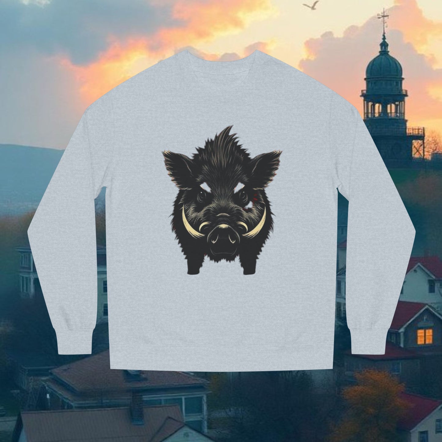 Wild Boar Unisex Crew Neck Sweatshirt, Game Day Apparel, Sports Fan Sweatshirt, Casual Comfort, College Spirit Wear, Trendy Fashion