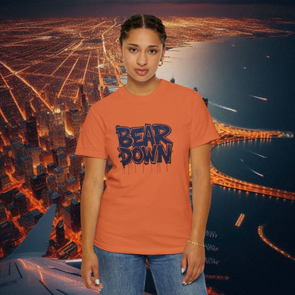 Vibrant Bear Down Unisex T-Shirt | Trendy Graphic Tee, Casual Wear, Gift for Sports Fans, Summer Style.