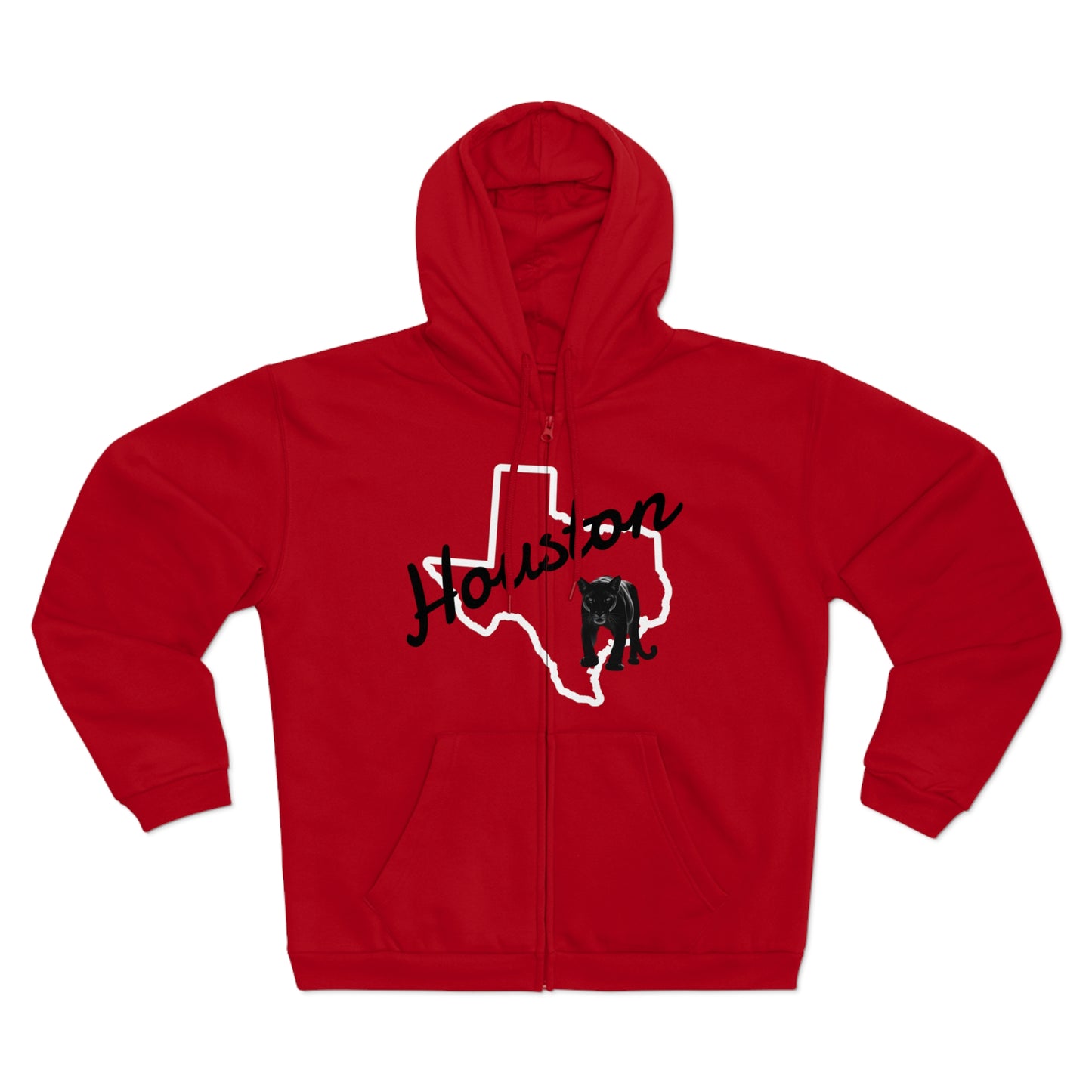 Houston Texas Zip Hoodie — State Outline With Houston Script & Lone Star Design