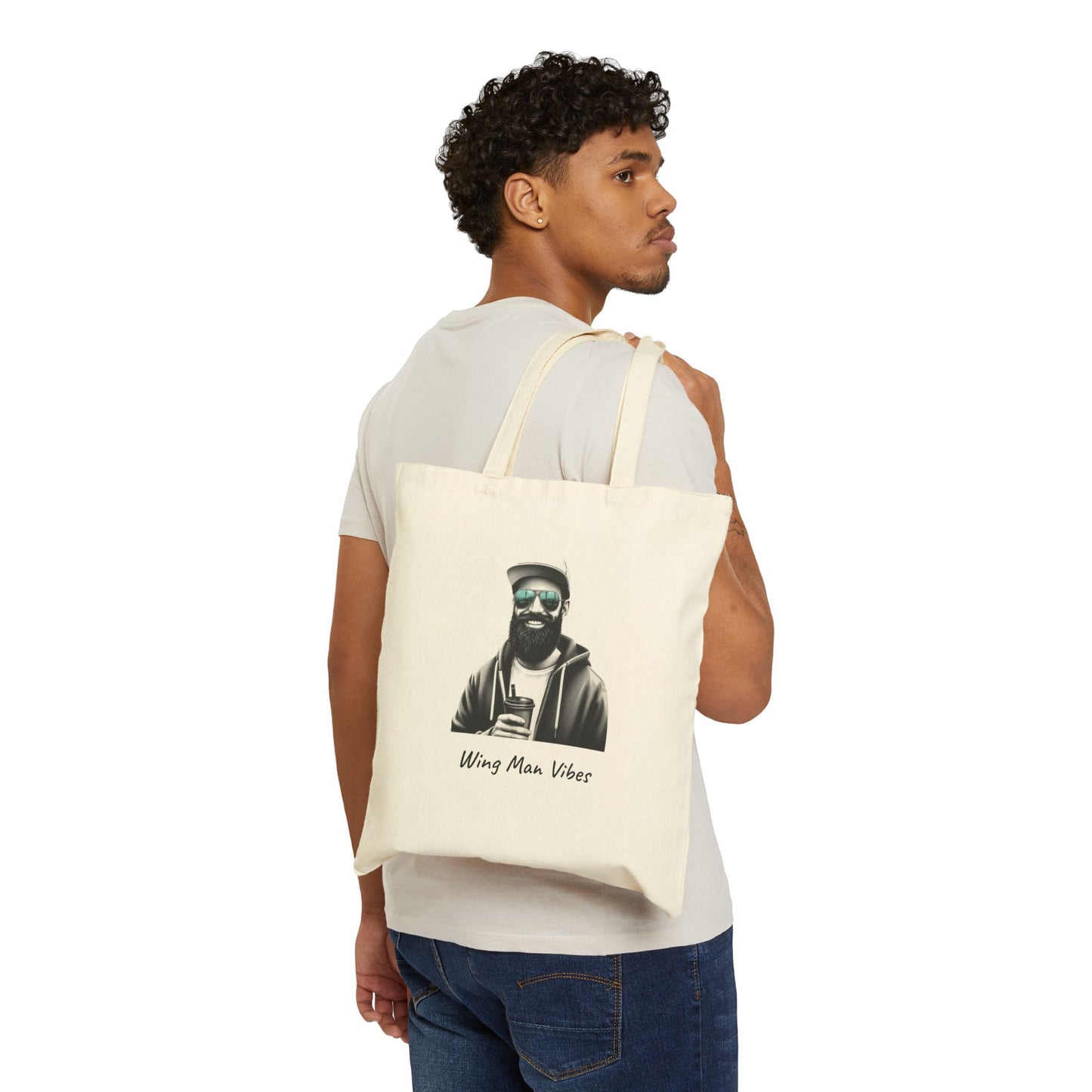 Wing Man Vibes Tote Bag, Cotton Canvas Bag, Eco-Friendly Shopper, Gift for Him, Casual Carryall, Unique Art Tote