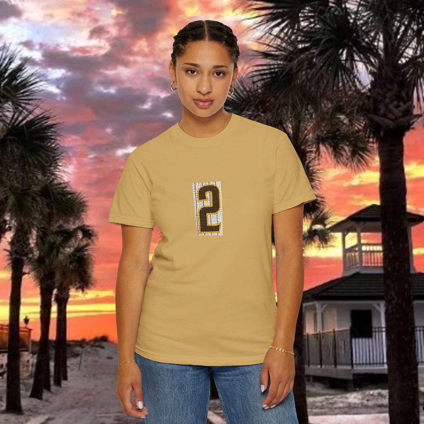 Number 2 Graphic T-Shirt — Bold Retro Patch Front & X Back Tee