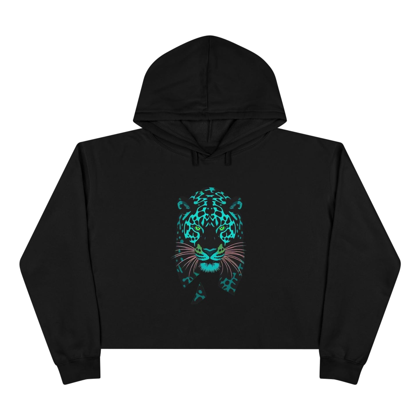 Neon Jaguar Crop Hoodie — Women's Trendy Streetwear Cropped Sweatshirt