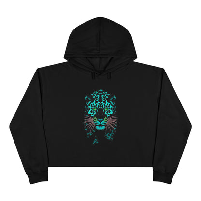 Neon Jaguar Crop Hoodie — Women's Trendy Streetwear Cropped Sweatshirt