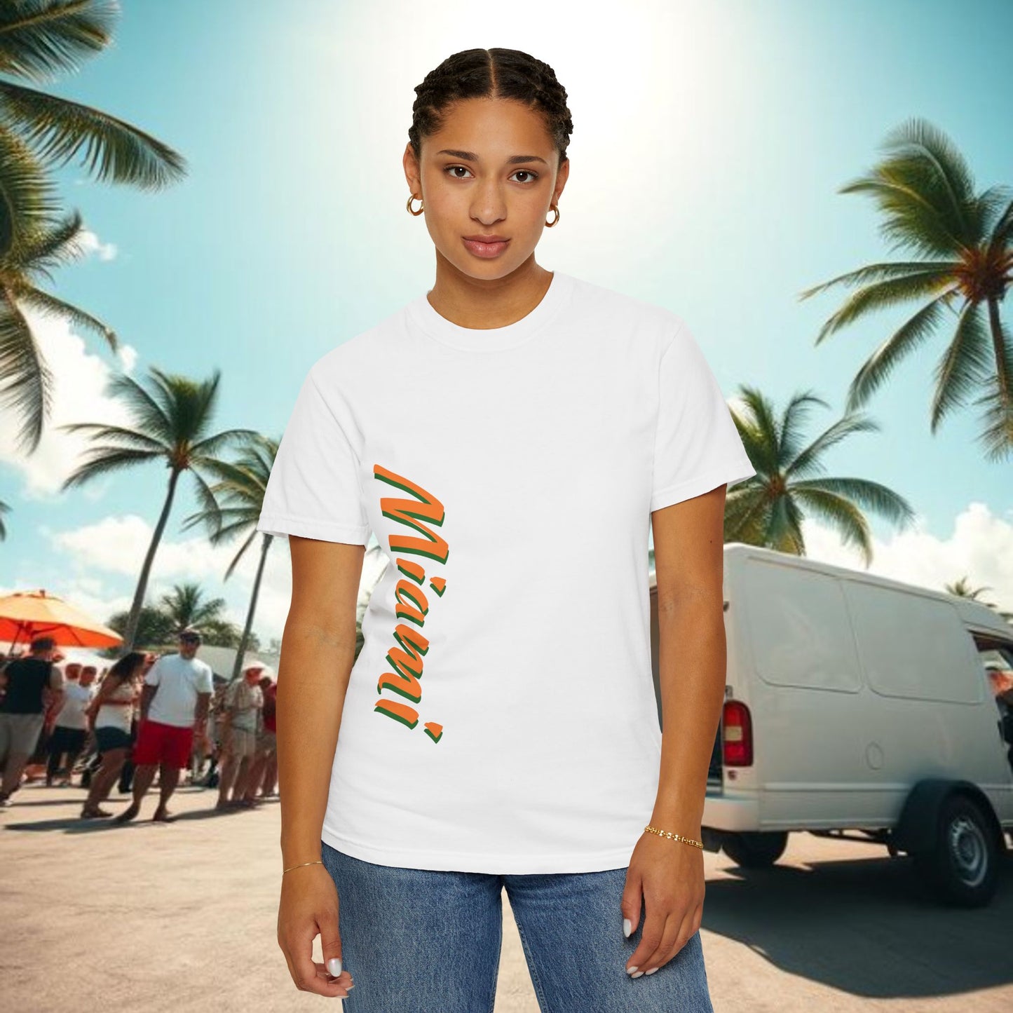 Miami Vibe Unisex Garment-Dyed T-shirt, Casual Wear, Summer Fashion, Nature Lovers, Beach Party, Gift Idea