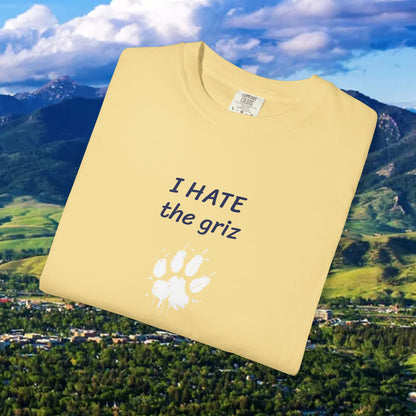 Unisex Garment-Dyed T-Shirt, I HATE the grizzlies, Bobcat Tee, Gift for Cat Fans, Casual Wear, Gameday Shirt