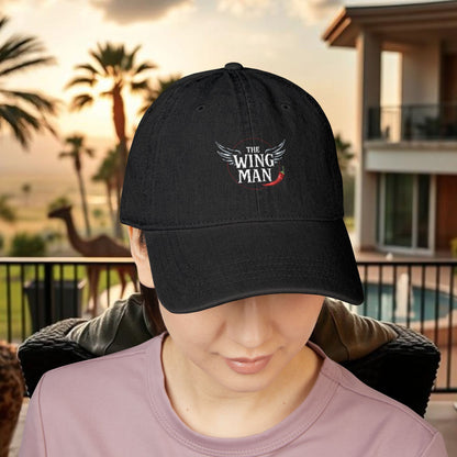 Stylish Embroidered Denim Hat - The Wing Man | Gift for Him, Casual Accessory, Trendy Headwear, Summer Style, Sports Cap