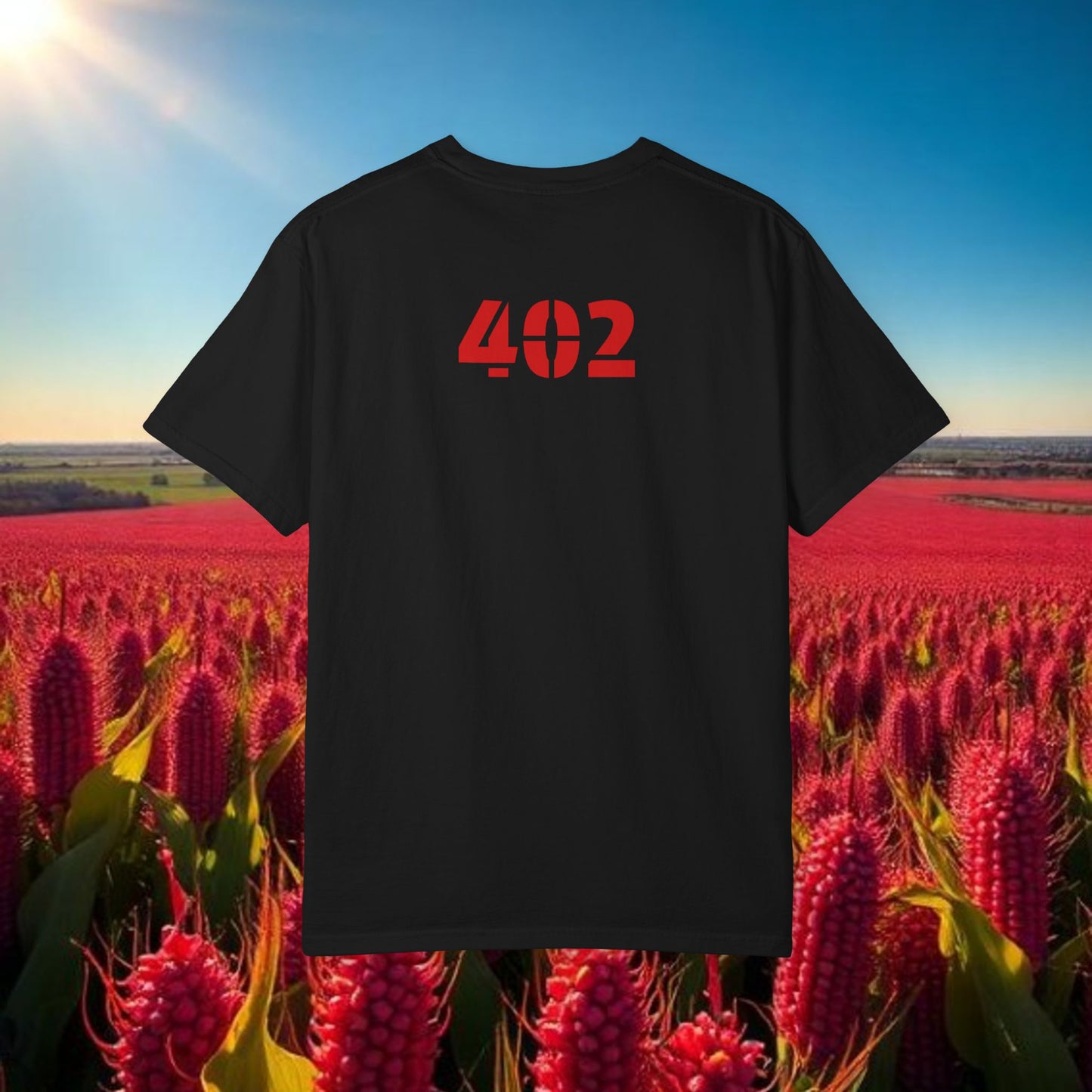 Lincoln Nebraska Area Code T-Shirt — White Tee with Red "Nebraska" & 402 Back Print, Soft-Style T-Shirt