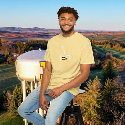 Idaho 208 Unisex Garment-Dyed T-Shirt, Casual Tees, State Pride Apparel, Gift for Idahoans, Gameday Fashion