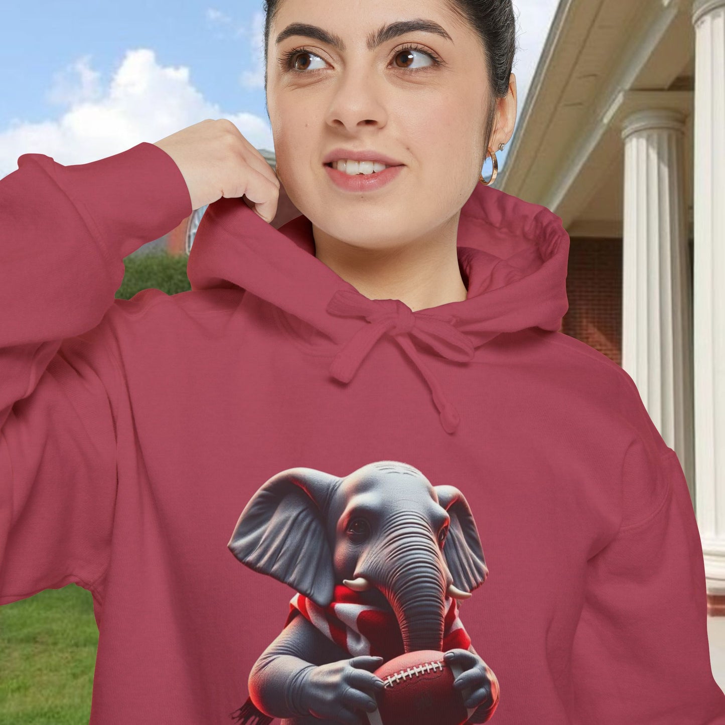 Elephant Graphic Hoodie for College Sports' Lovers, Cozy Unisex Sweatshirt, Unique Gift for Football Fans