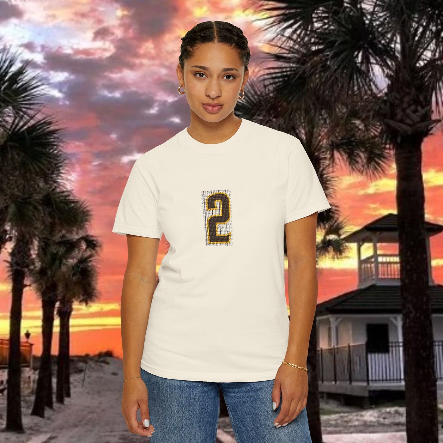 Number 2 Graphic T-Shirt — Bold Retro Patch Front & X Back Tee