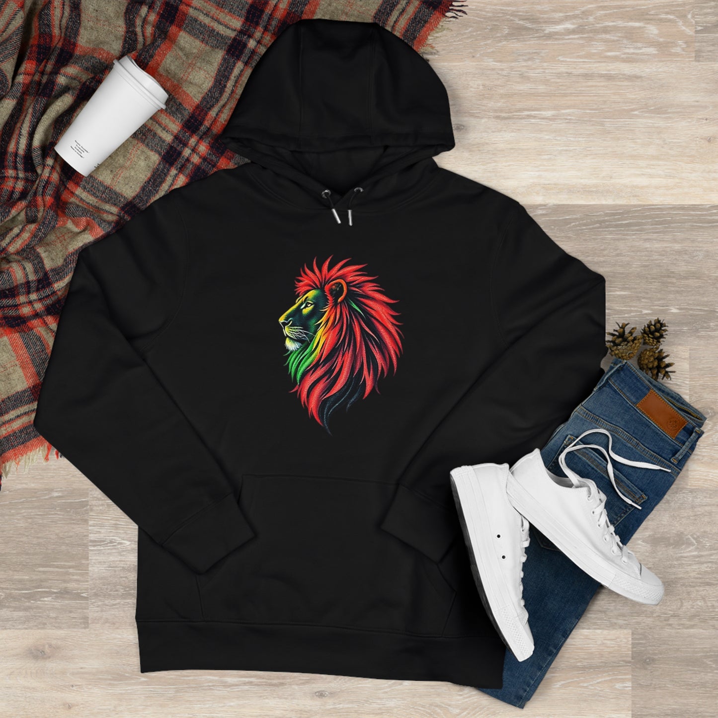 Vibrant Lion King Hoodie, Warm and stylish with Artistic and Vibrant Lion Graphic.