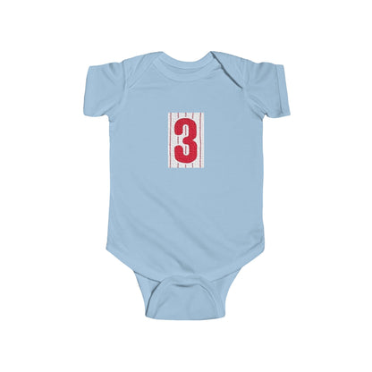#3 Infant Bodysuit with Red Number 3, Baby Shower Gift, Milestone Outfit, Birthday Celebration, Newborn Clothing