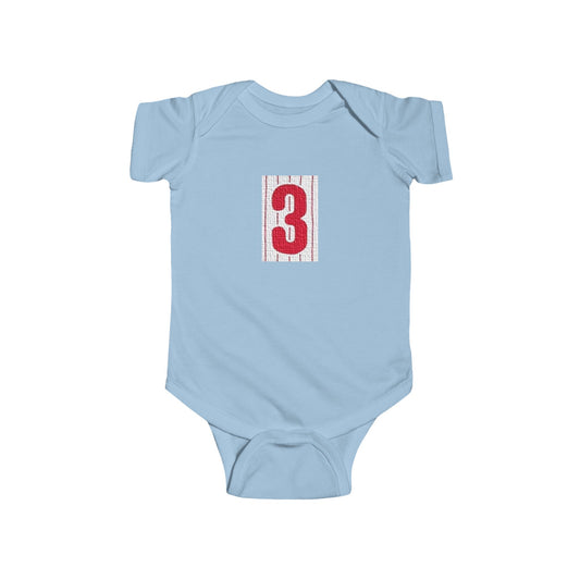 #3 Infant Bodysuit with Red Number 3, Baby Shower Gift, Milestone Outfit, Birthday Celebration, Newborn Clothing