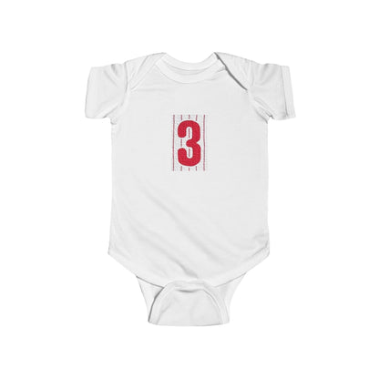 #3 Infant Bodysuit with Red Number 3, Baby Shower Gift, Milestone Outfit, Birthday Celebration, Newborn Clothing