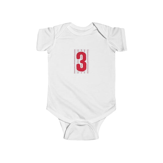 #3 Infant Bodysuit with Red Number 3, Baby Shower Gift, Milestone Outfit, Birthday Celebration, Newborn Clothing