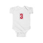 #3 Infant Bodysuit with Red Number 3, Baby Shower Gift, Milestone Outfit, Birthday Celebration, Newborn Clothing
