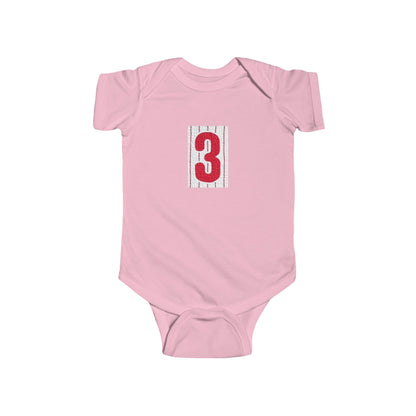 #3 Infant Bodysuit with Red Number 3, Baby Shower Gift, Milestone Outfit, Birthday Celebration, Newborn Clothing