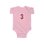 #3 Infant Bodysuit with Red Number 3, Baby Shower Gift, Milestone Outfit, Birthday Celebration, Newborn Clothing