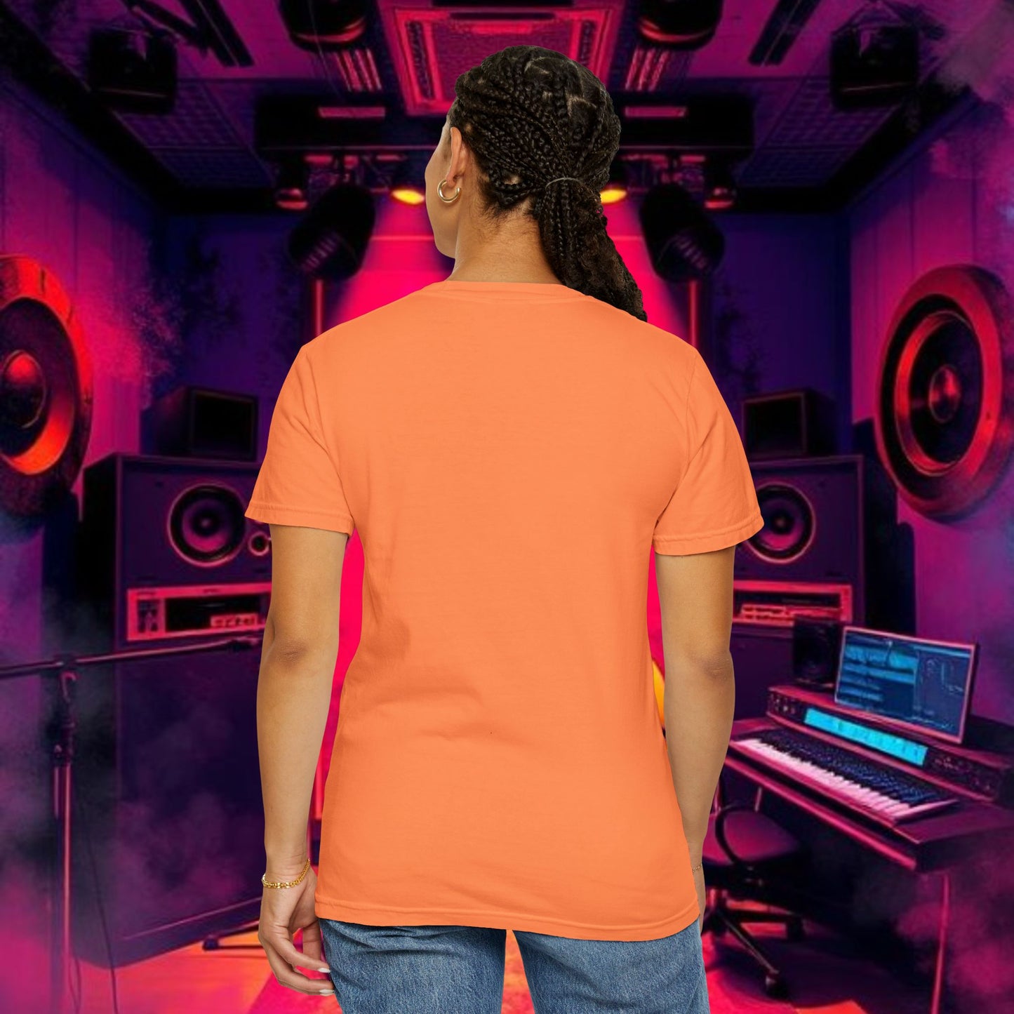 Colorful Unisex Garment-Dyed T-shirt, Artistic Graphic Tee, Music Festival Shirt, Casual Everyday Wear, Vibrant Streetwear, Unique Gift Idea