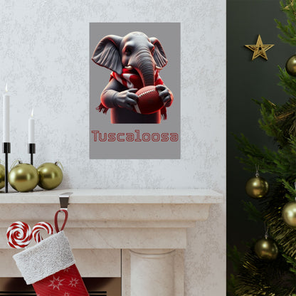 Tuscaloosa Elephant Football Poster, Matte Wall Art, Home Décor, Gift for Sports Fans, Kids Room Decoration, Alabama Pride