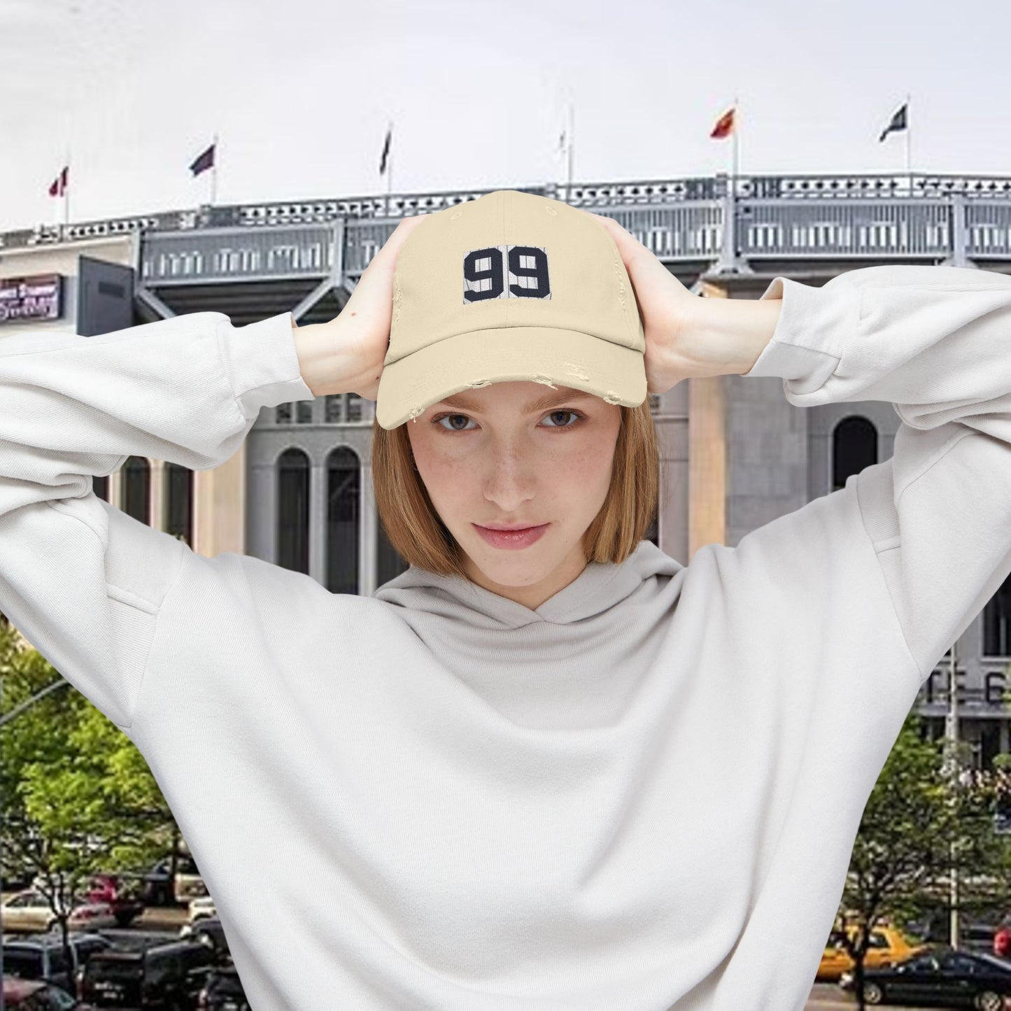 Baseball Stars Distressed Unisex Baseball Cap with Custom Number 99, Trendy Hat for Casual Outfits, Gifts for Sports Lovers