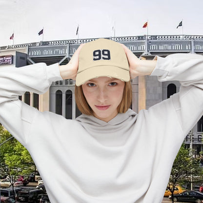 Baseball Stars Distressed Unisex Baseball Cap with Custom Number 99, Trendy Hat for Casual Outfits, Gifts for Sports Lovers