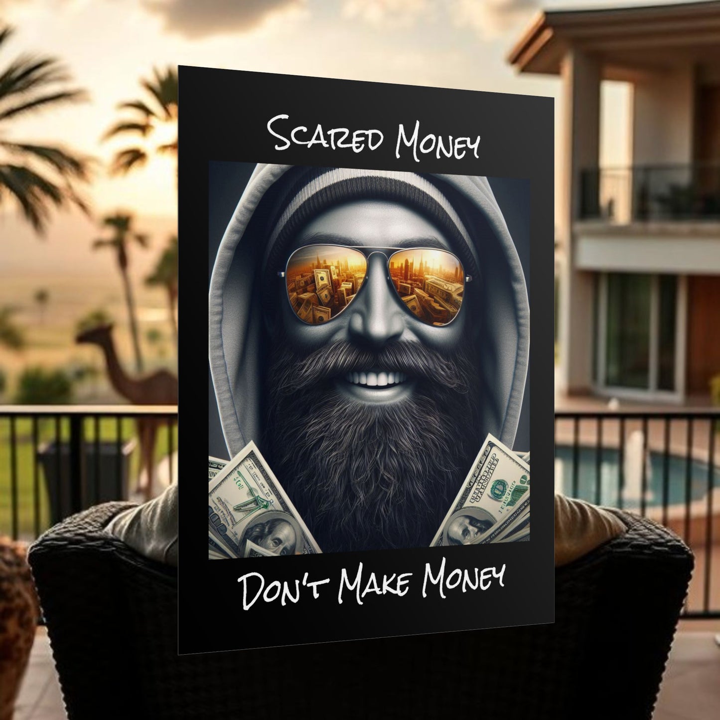 Bearded Money Motivational Wall Art, Scared Money Don't Make Money Poster, Home Decor, Gift for Entrepreneurs, Business Inspiration