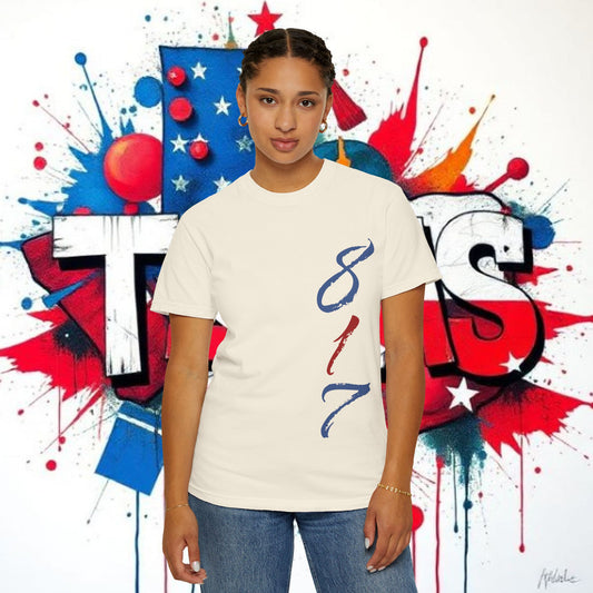 Texas 817 Graphic T-Shirt — Red, White & Blue State Pride Tee, Arlington Texas, Soft-Style T-Shirt, Perfect for Gameday
