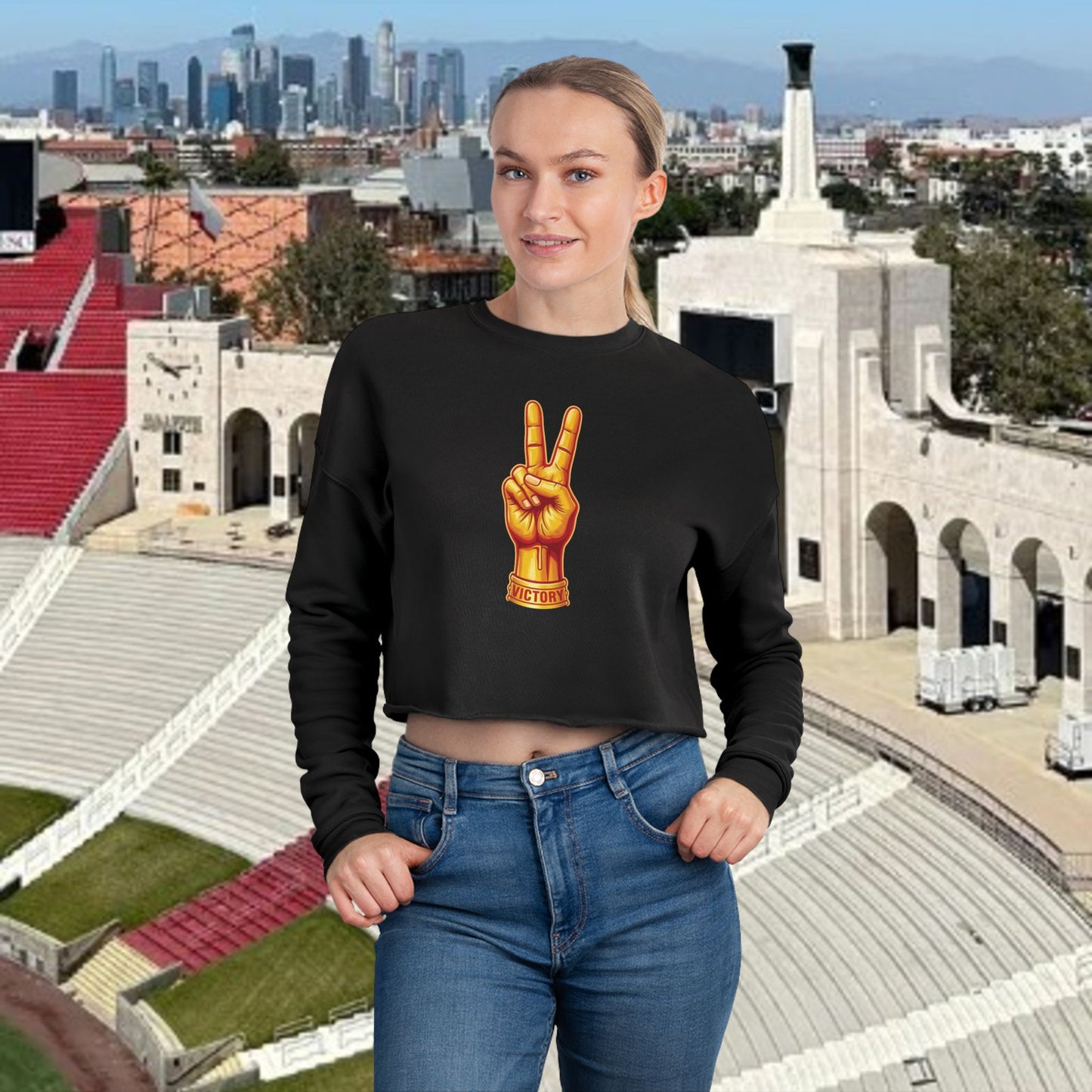 Victory Inspired Women's Cropped Sweatshirt | Trendy Pullover for Casual Outfits, Gift for Her, Loungewear, Boho Style
