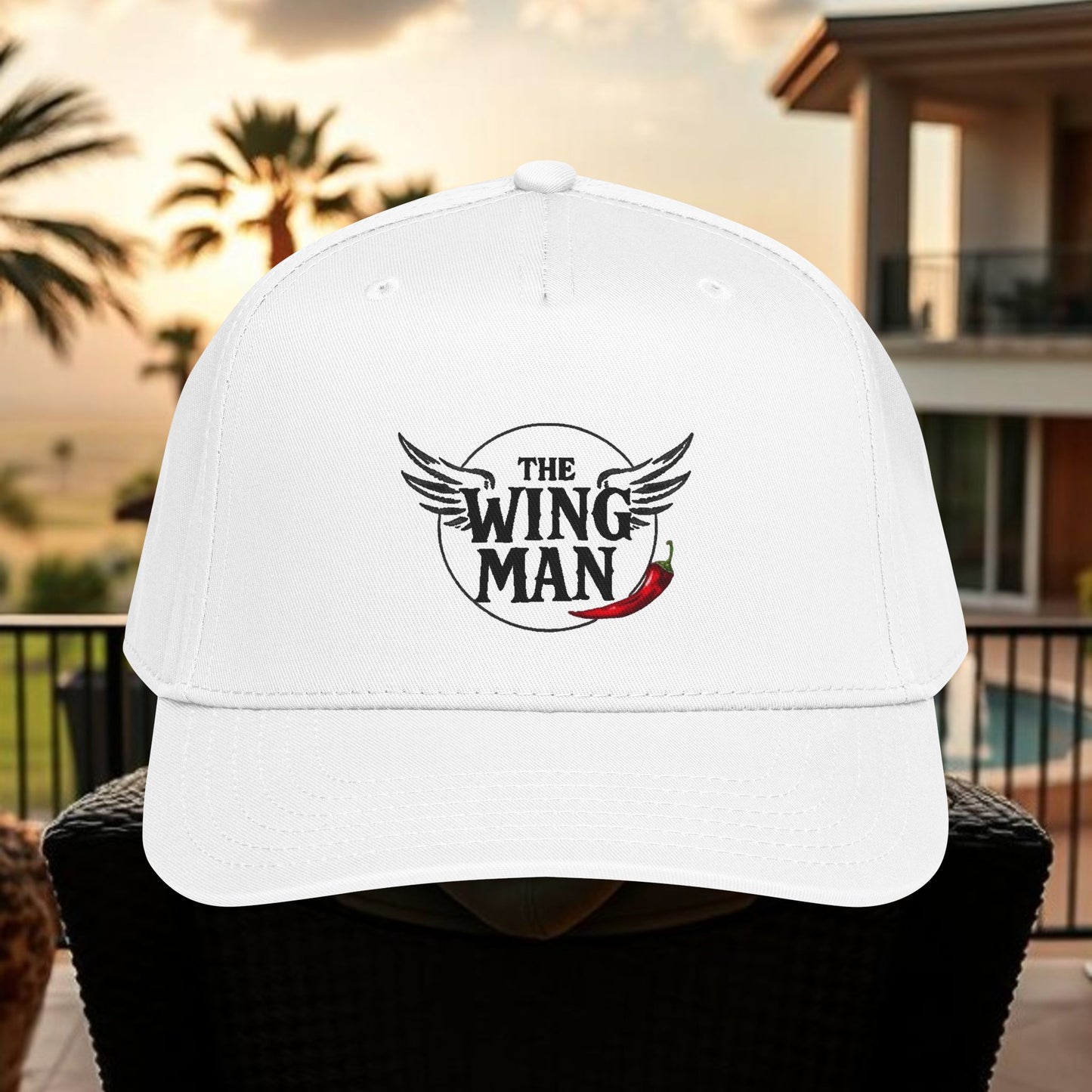 The Wing Man White Mid Profile Baseball Cap